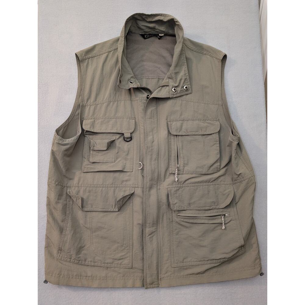 Fieldline Hunting Fishing Vest Men XL Tan Utility Outdoor Gear 4 Pocket Full Zip